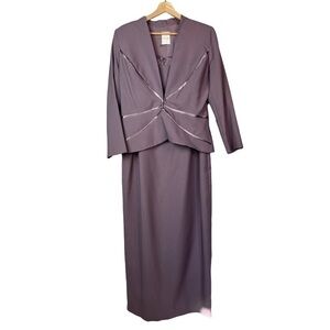 Watters and Watters Purple Mother of the Bride Purple Maxi Dress Suit 14